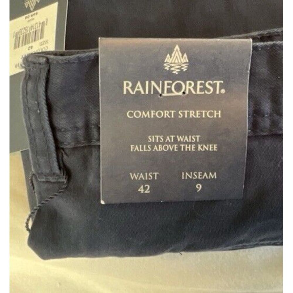 New Rainforest Men's NAVY BLUE Comfort Stretch FF Shorts, 9" Size 42 - Picture 8 of 10